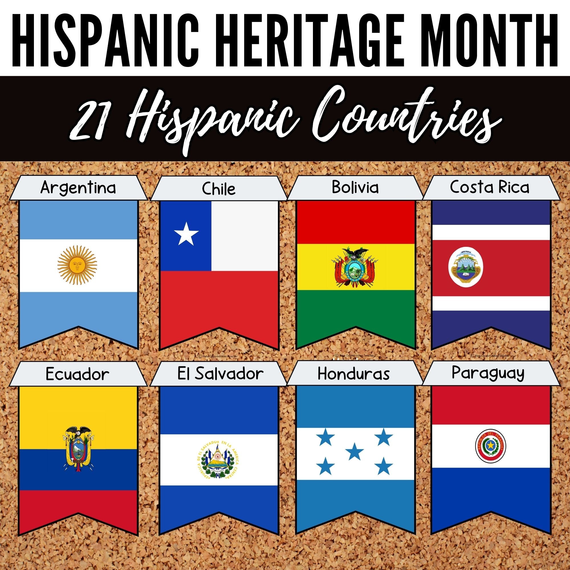 Hispanic country flags hispanic heritage month flag bunting spanish speaking countries banner download now