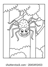 Cute printable spider coloring pages kids stock illustration