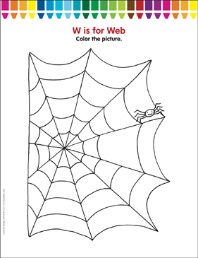 W is for web coloring page printable coloring pages