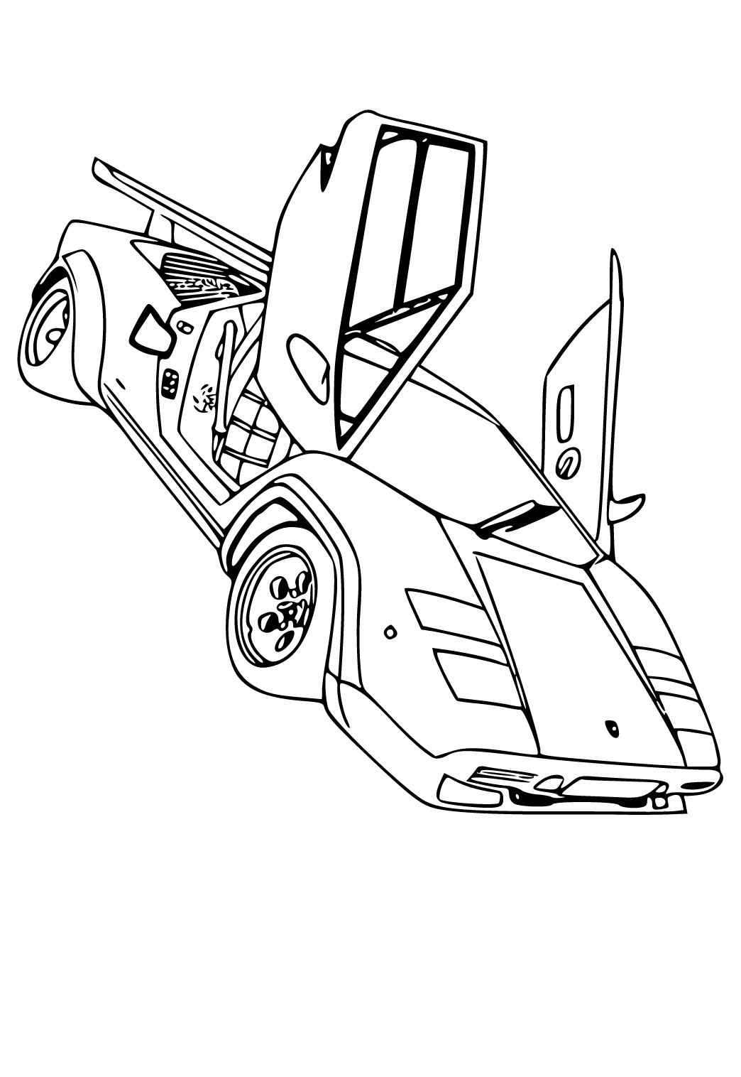 Free printable sports car doors coloring page for adults and kids