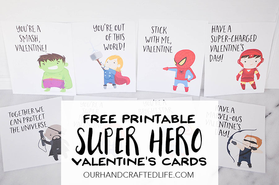 The avengers super hero valentines day cards for kids