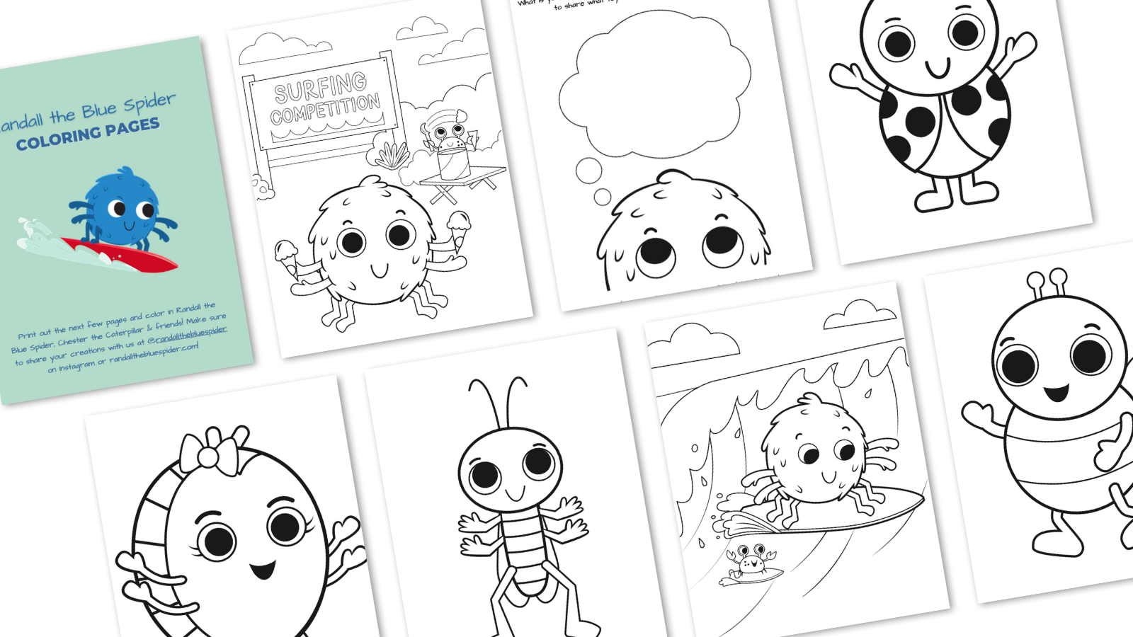 Kids spider bug coloring pages â randall the blue spider book