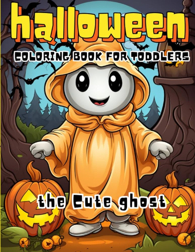Halloween coloring book for toddlers the cute ghost large print simple playful and fun witches pumpkins cats bats spiders trick or treats perfect gift for halloween for ages and up