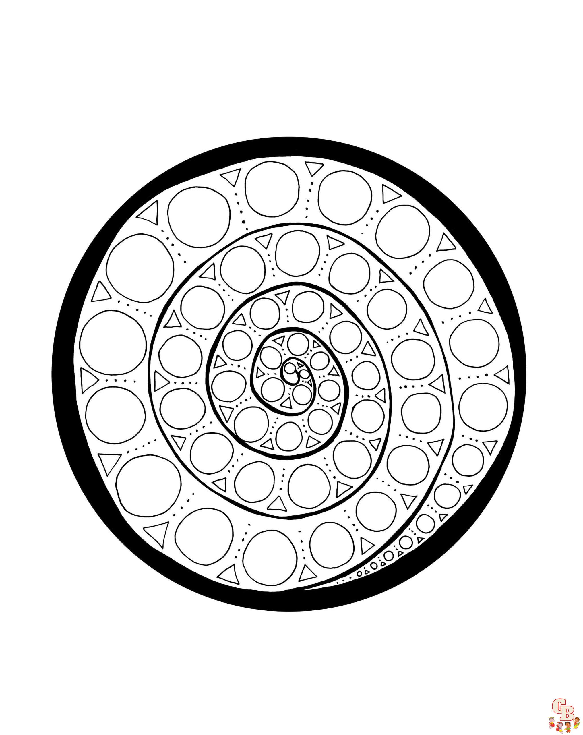 Printable spiral coloring pages free for kids and adults