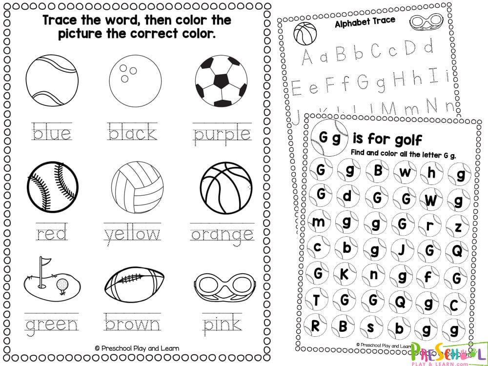 Ðâðâ free printable sports worksheets for preschoolers