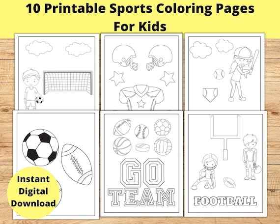 Sports coloring pages for kids printable sports cloring pages kids party activites instant downloadperfect for boys and girls