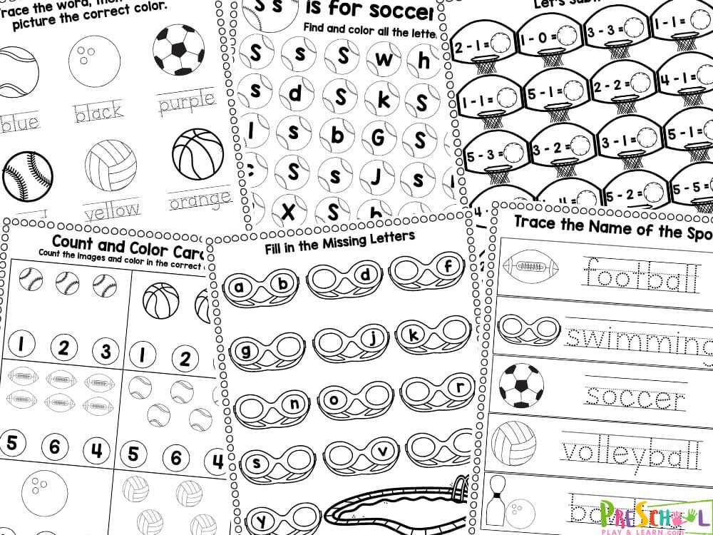 Ðâðâ free printable sports worksheets for preschoolers