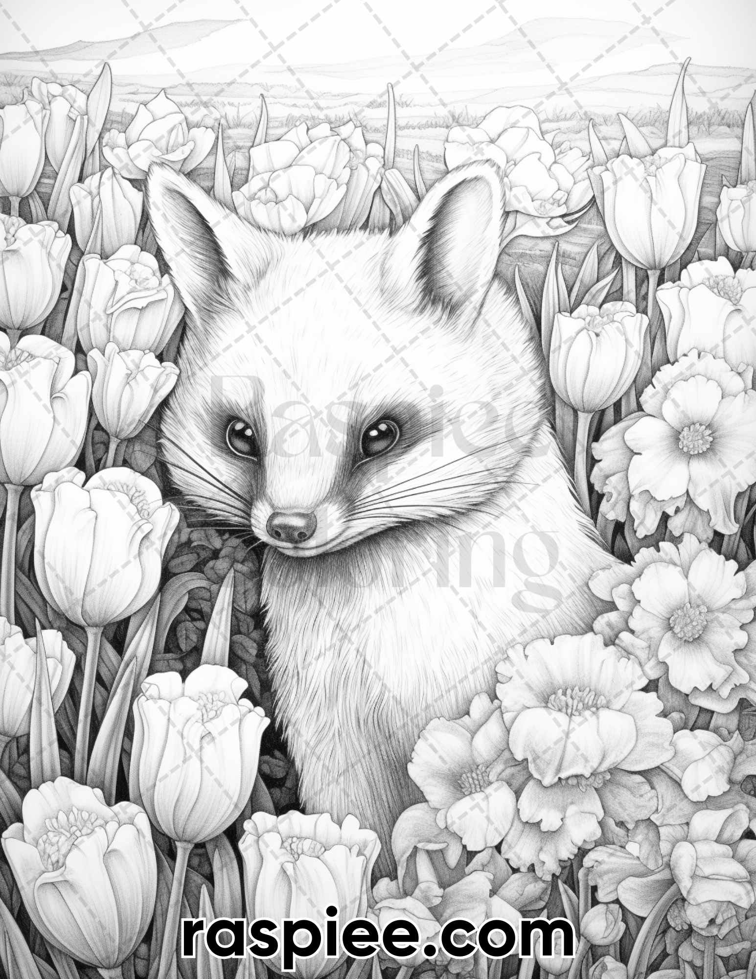Enchanting spring animals grayscale adult coloring pages printable â coloring