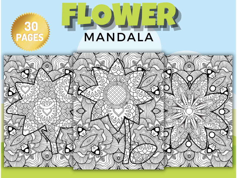 Printable spring flowers mandala coloring pages