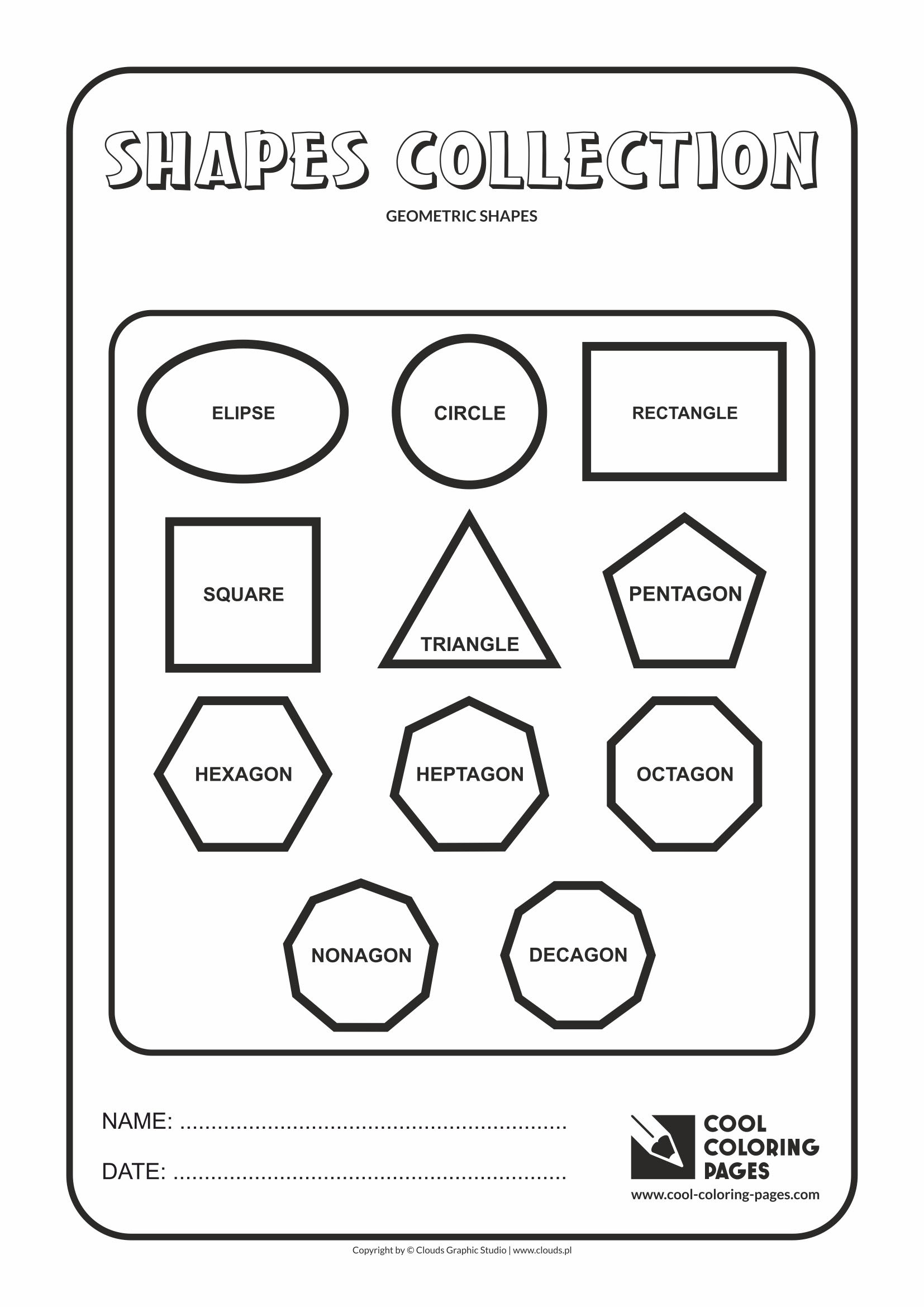 Cool coloring pages collection of geometric shapes