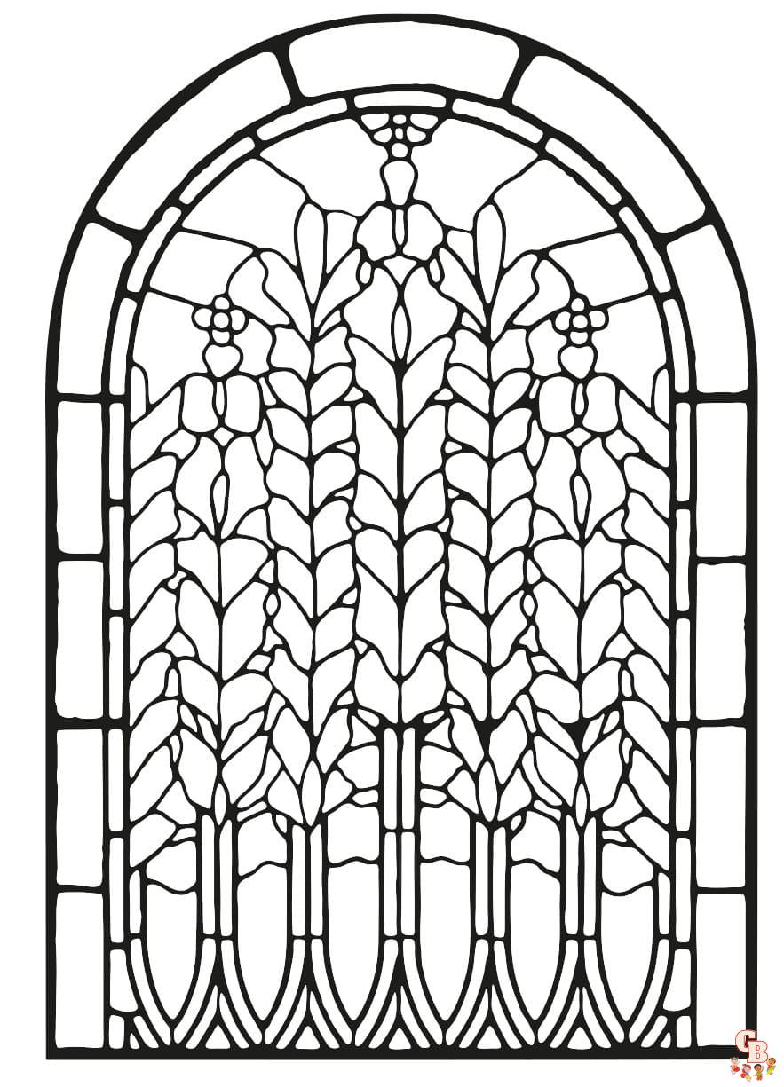 Printable stained glass coloring pages free for kids and adults