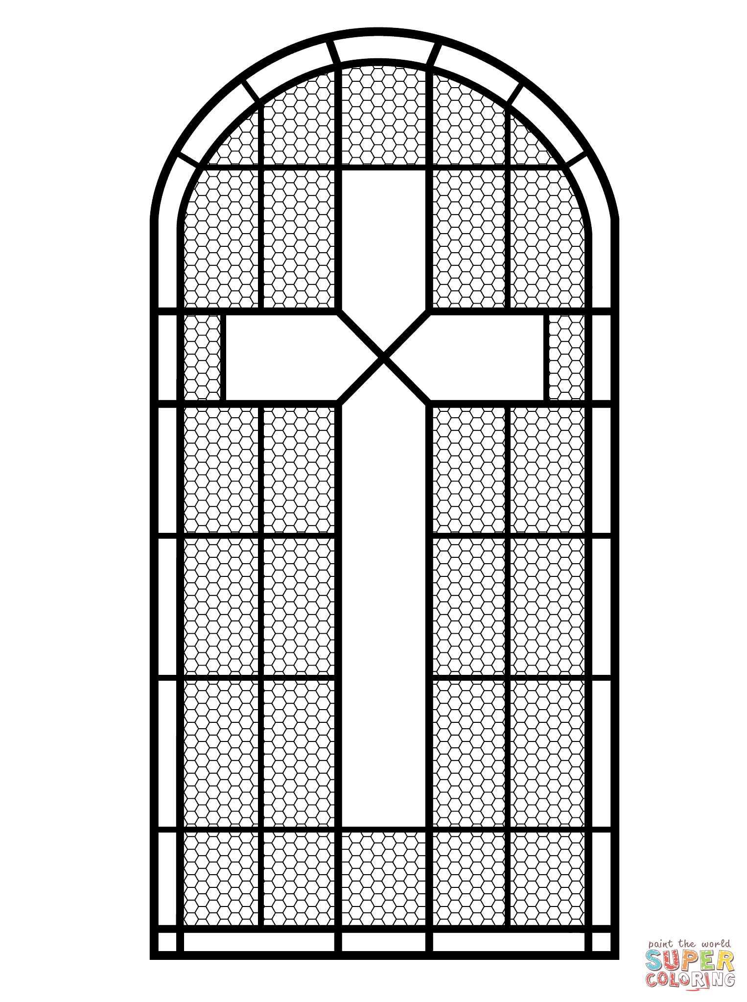 Cross stained glass window coloring page free printable coloring pages