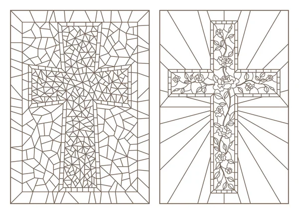 Stained glass cross vector images