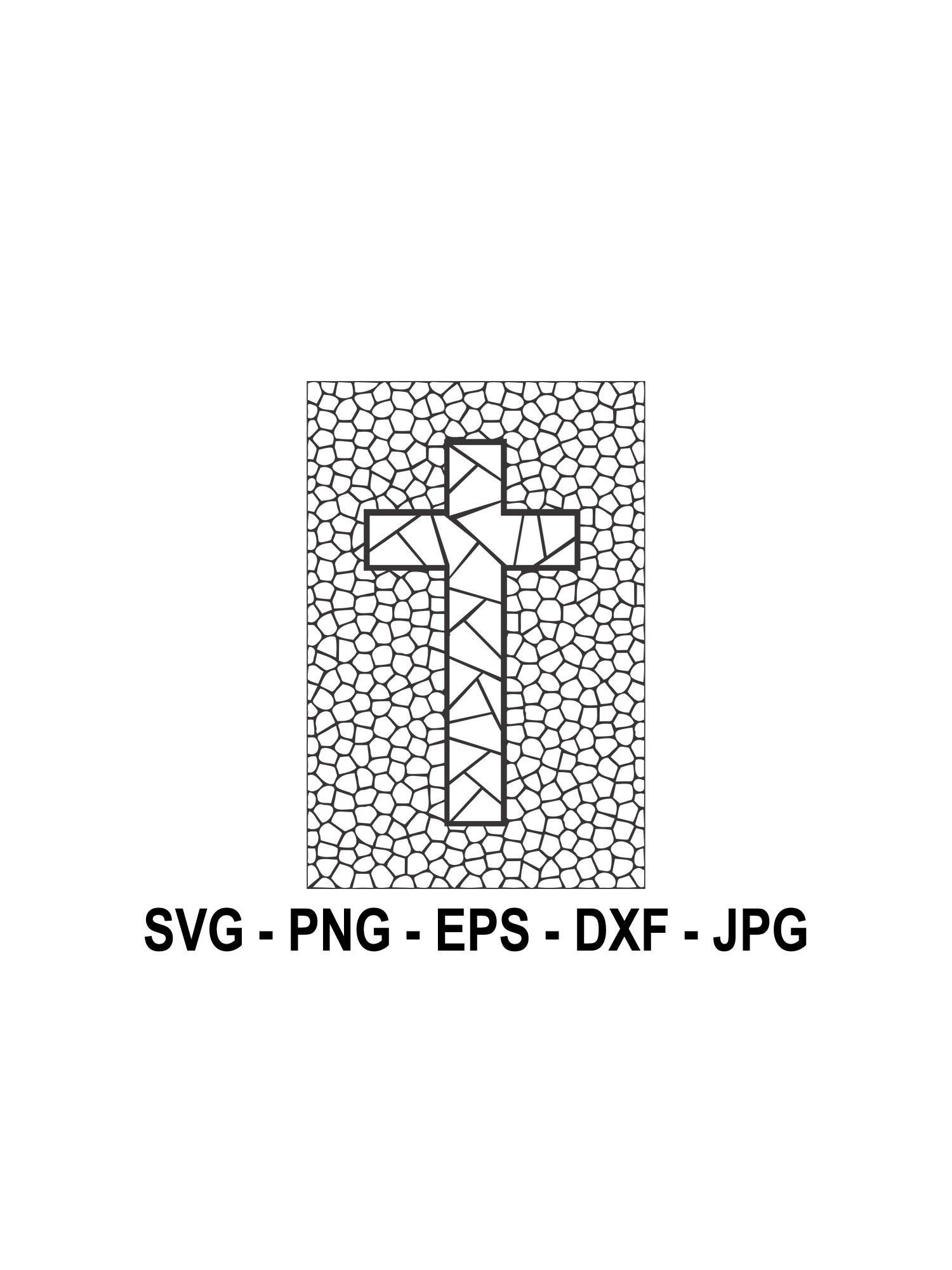 Stained glass cross svginstantdark silhouetteinstant downloadsvg png eps dxf jpg digital download