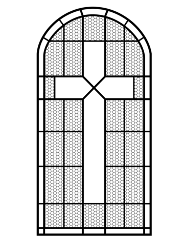 Cross stained glass window coloring page free printable coloring pages