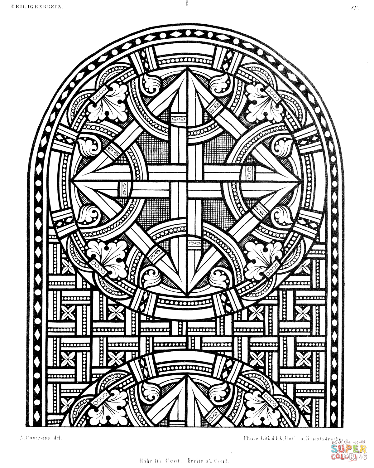 Stained glass in the cloister of heiligenkreuz coloring page free printable coloring pages