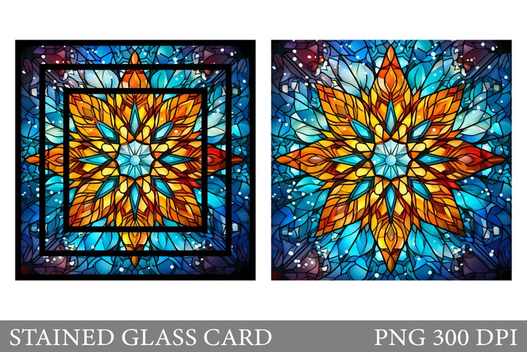 Snowflake stained glass card winter stained glass card