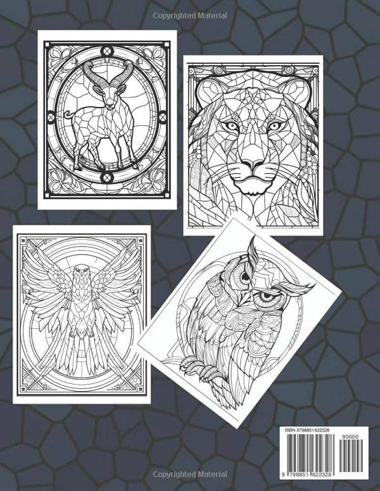 Large print stained glass coloring book for adults a coloring book for adults window designs with lovely animals and tranquil floral patterns to coloring pages for stained glass