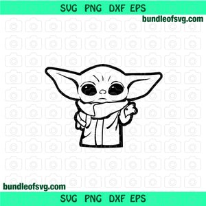 Baby yoda svg star wars baby yoda standing svg png dxf file