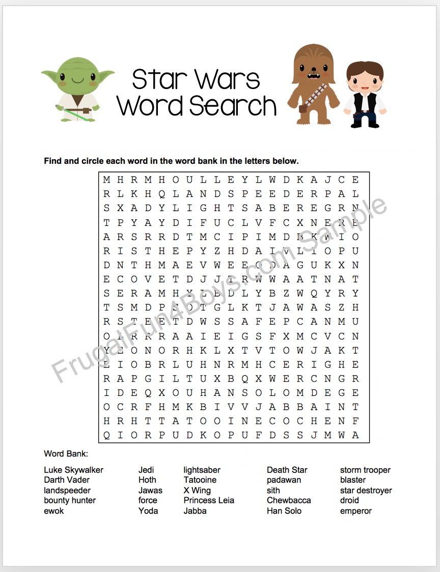 Printable star wars word search