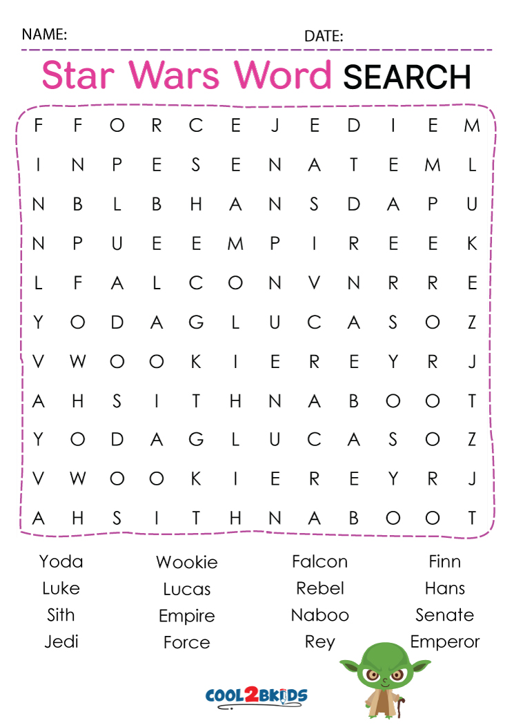 Printable star wars word search