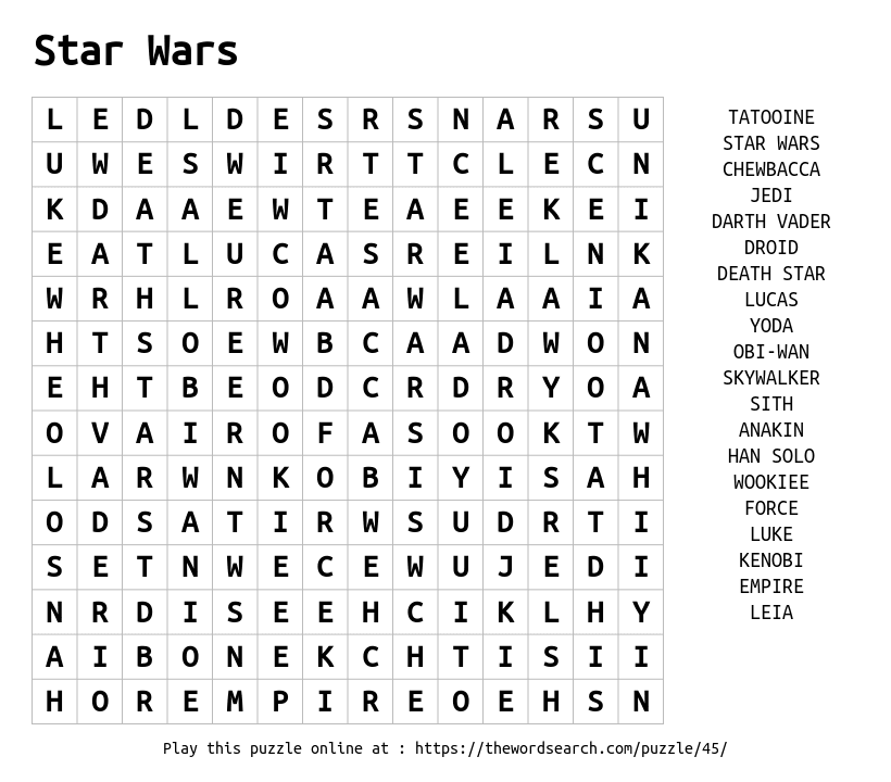 Download word search on star wars