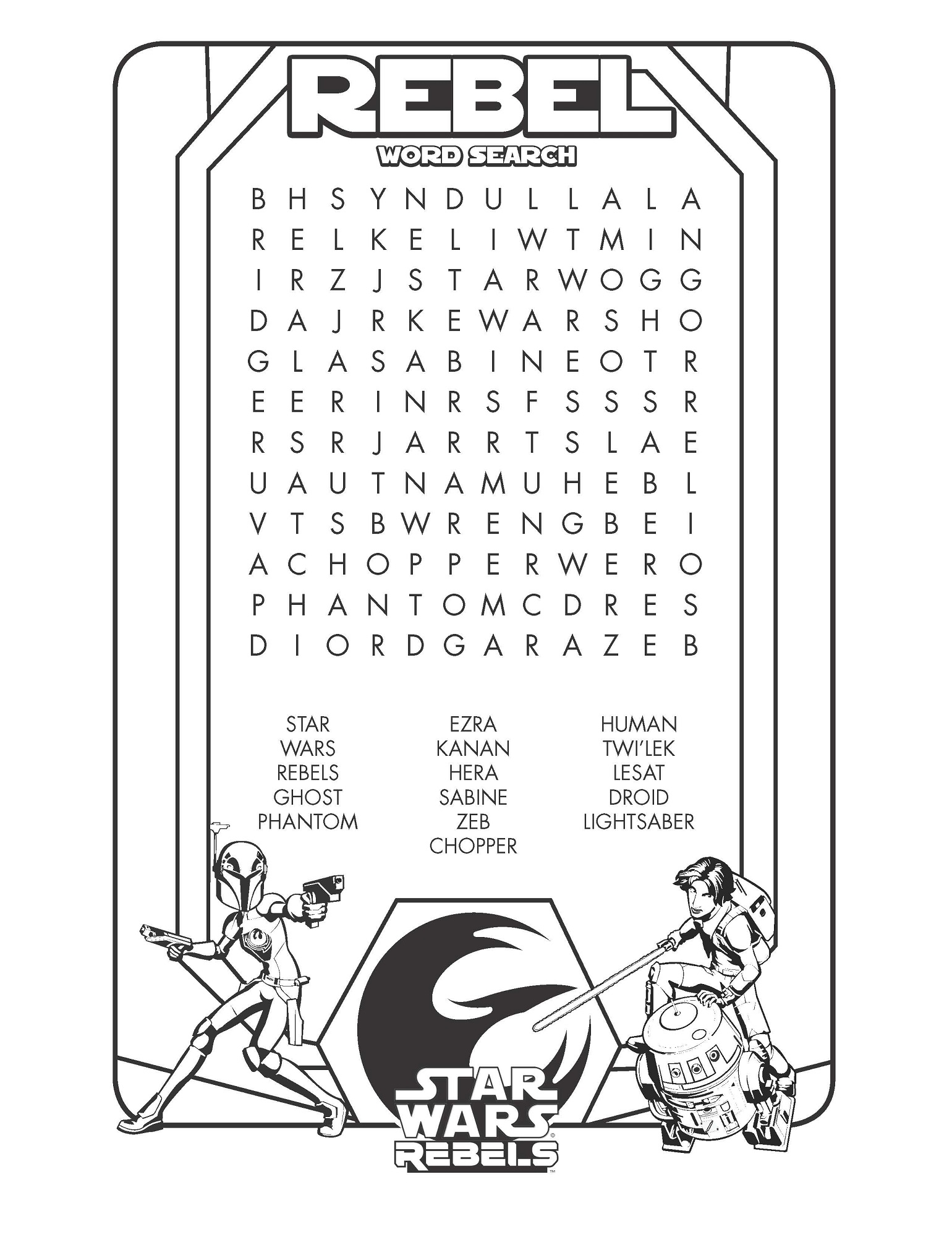 Star wars word search puzzle activity shelter