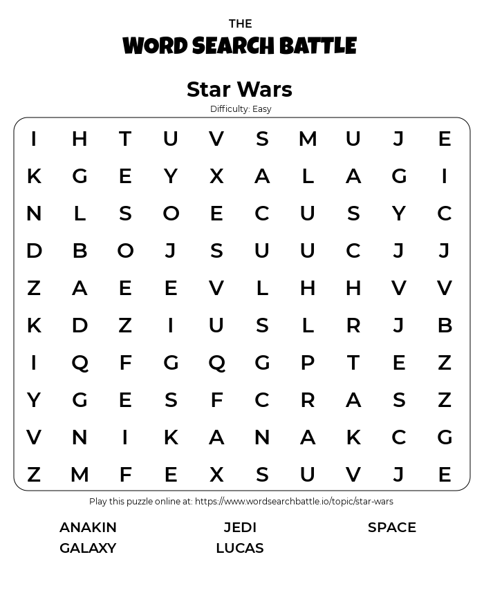 Printable star wars word search