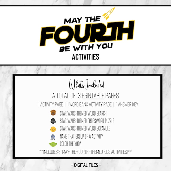 May the th star wars printable kids activitiesstar wars crossword star wars activity page star wars printable may the fourth printable