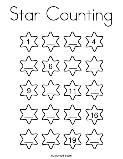 Star counting coloring page