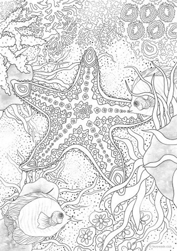 Starfish printable adult coloring page from favoreads coloring book pages for adults and kids coloring sheets colouring designs