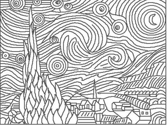 Van gogh starry night coloring page