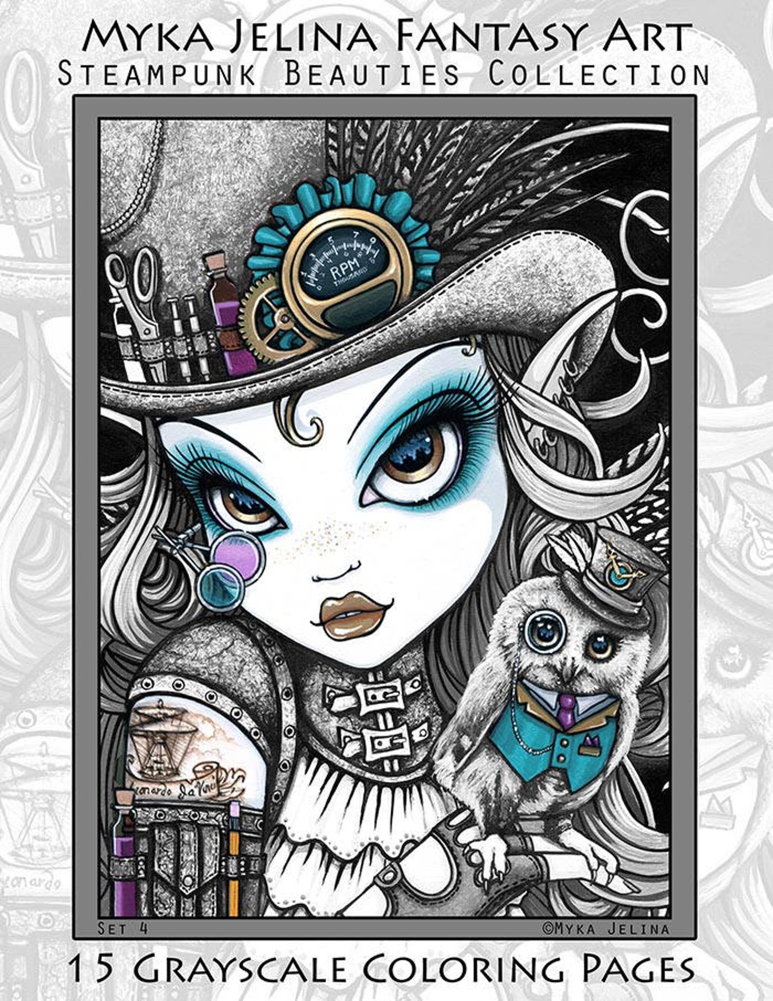 Steampunk coloring books fashion gadgets animals in victorian finery