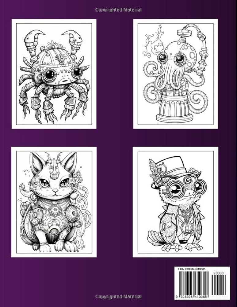 Kawai steampunk coloring book adorable creepy steampunk monsters coloring book coloriage passion books