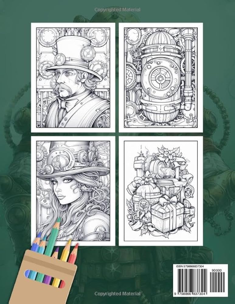 Steampunk christmas coloring book coloring of steampunk christmas coloring books for adults for relaxation stress relief mindfulness birthday birthday christmas gifts chloe natalie books