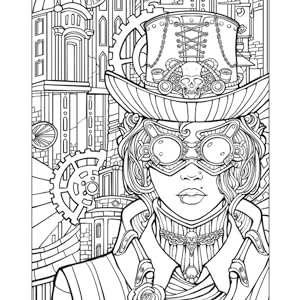 Steampunk coloring book a mechanical steam coloring book for adults vendetta scarletta books