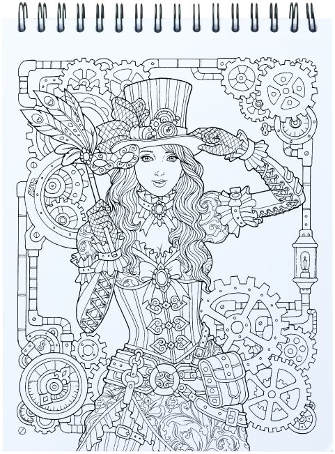 Colorful world of steampunk illustrated by hasby mubarok steampunk coloring book steampunk coloring coloring book art