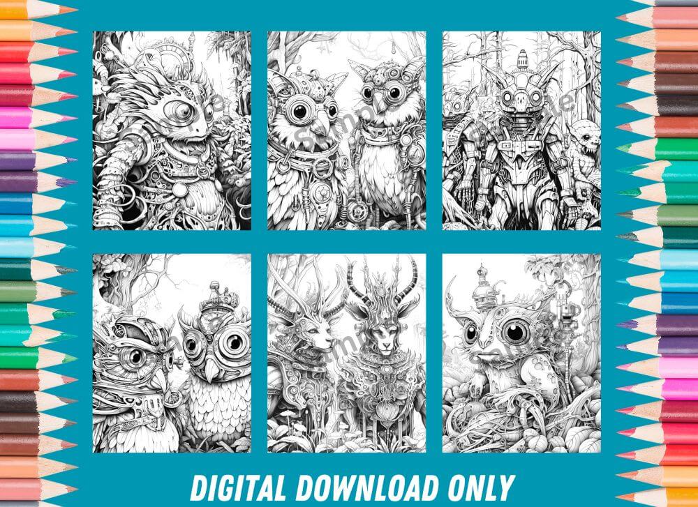 Steampunk creature coloring pages