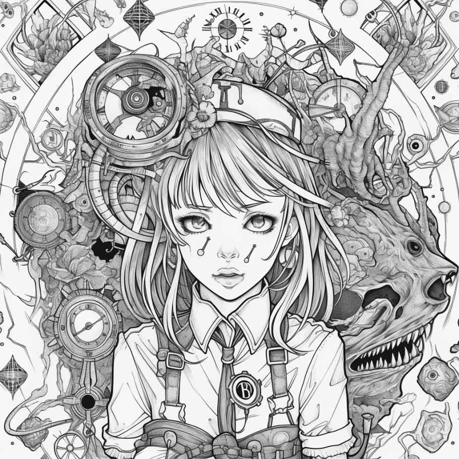 Adult printable coloring pages free creepy kawaii anime dark fantasy printable coloring book sheets