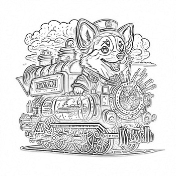 Digital printable coloring book pics corgis steampunk tpt