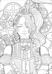 Steampunk coloring pages for adults kids