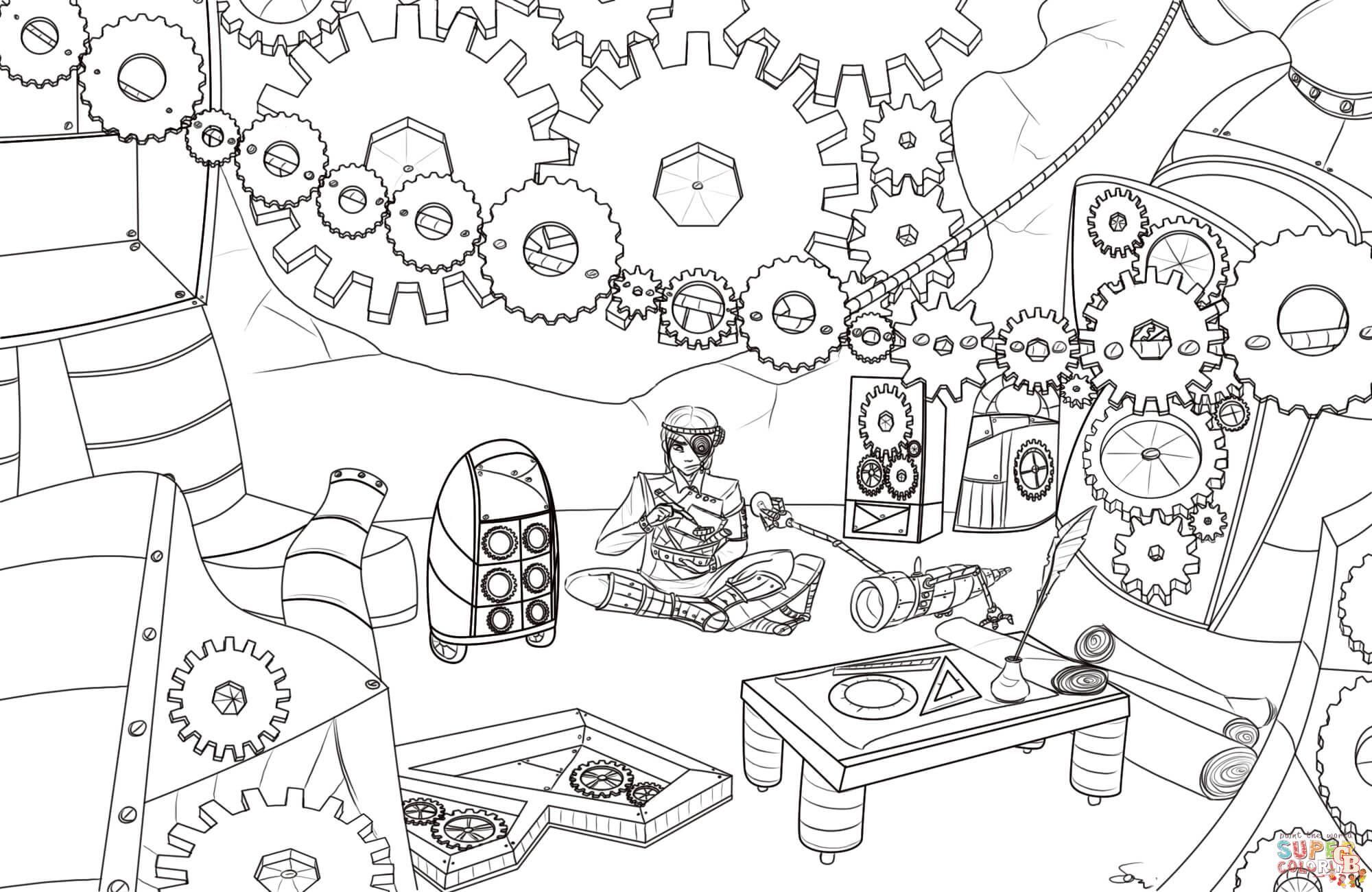 Discover the best steampunk coloring pages for free printable fun