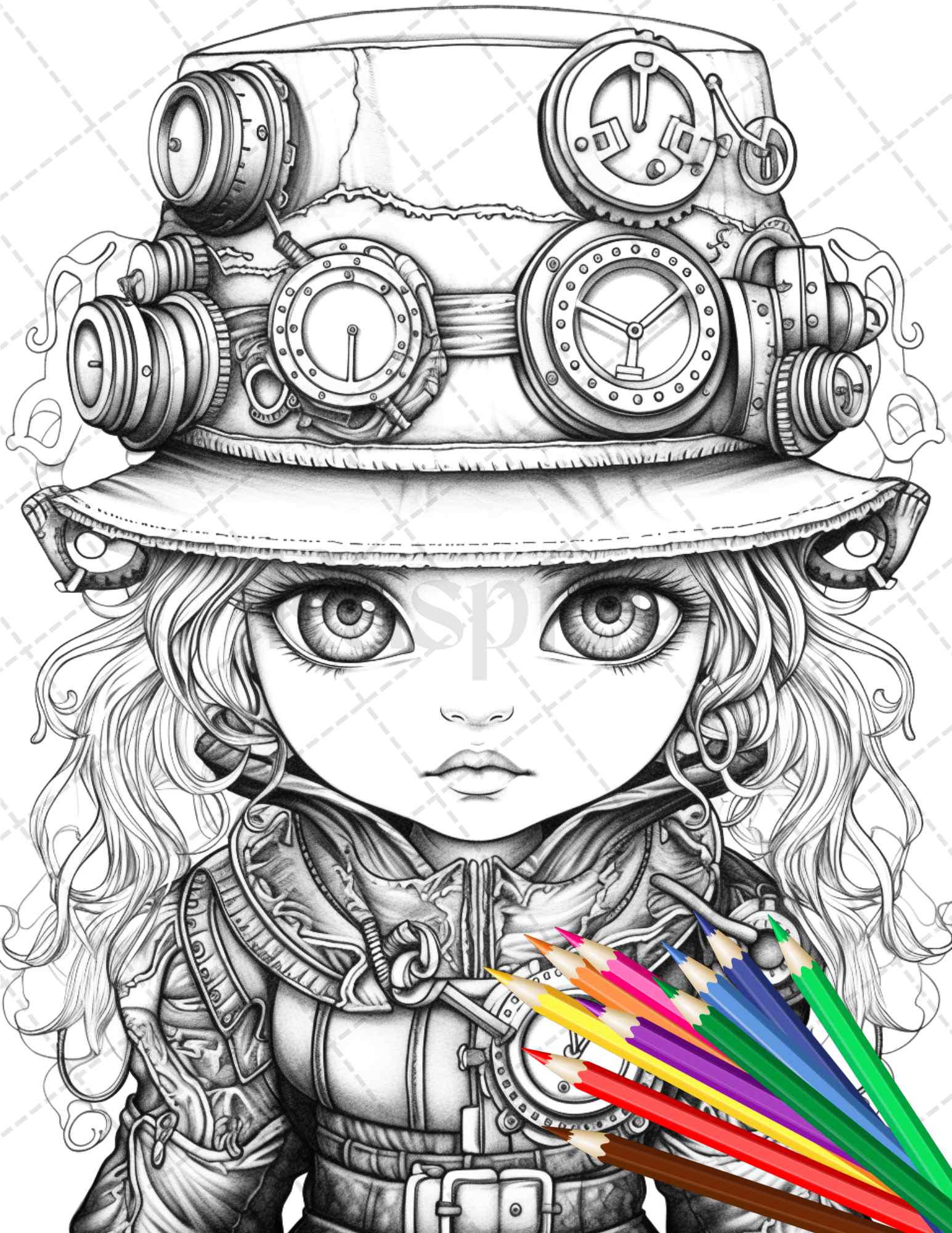 Adorable steampunk girls coloring pages printable for adults grays â coloring