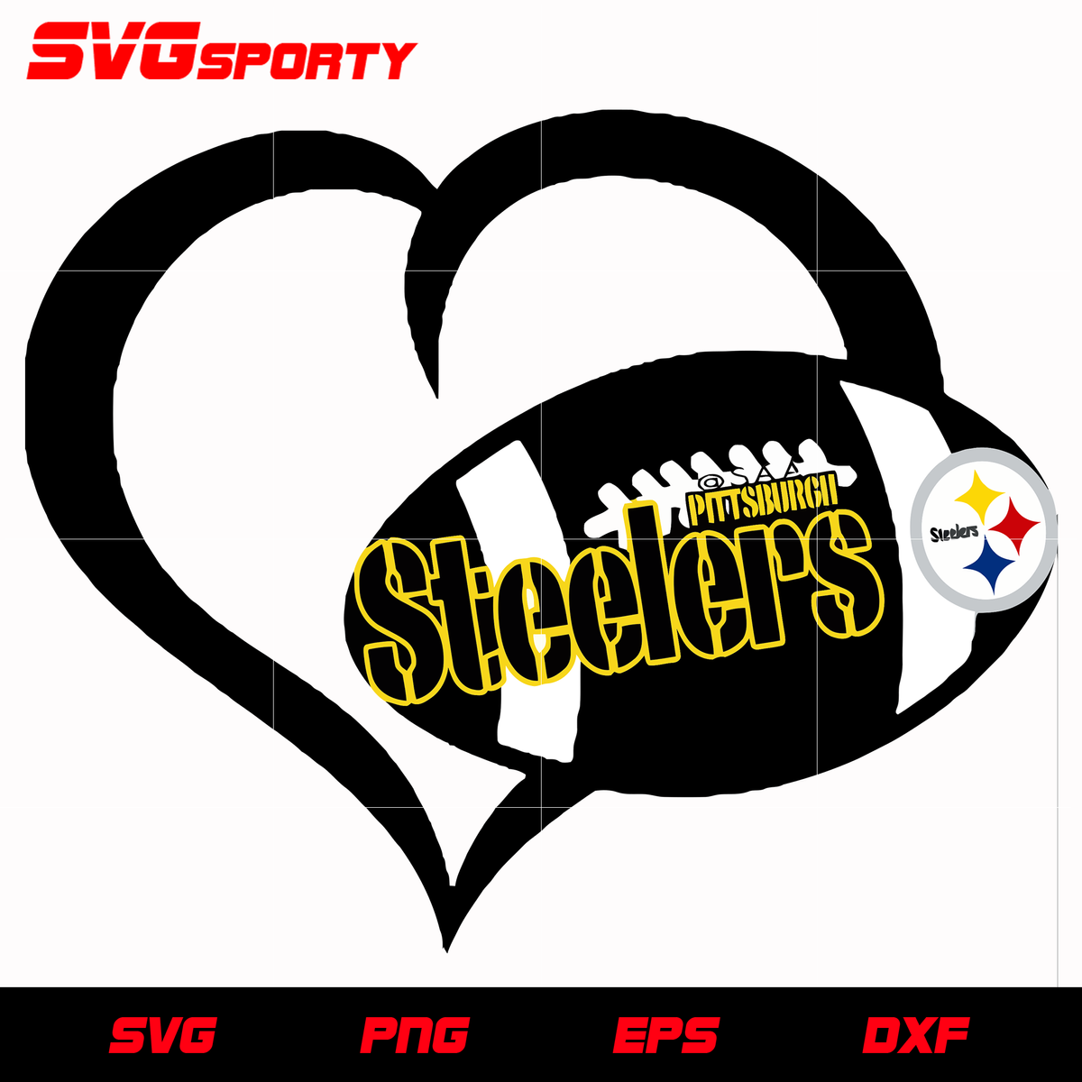 Pittsburgh steelers football heart svg nfl svg eps dxf png digita â svg sporty
