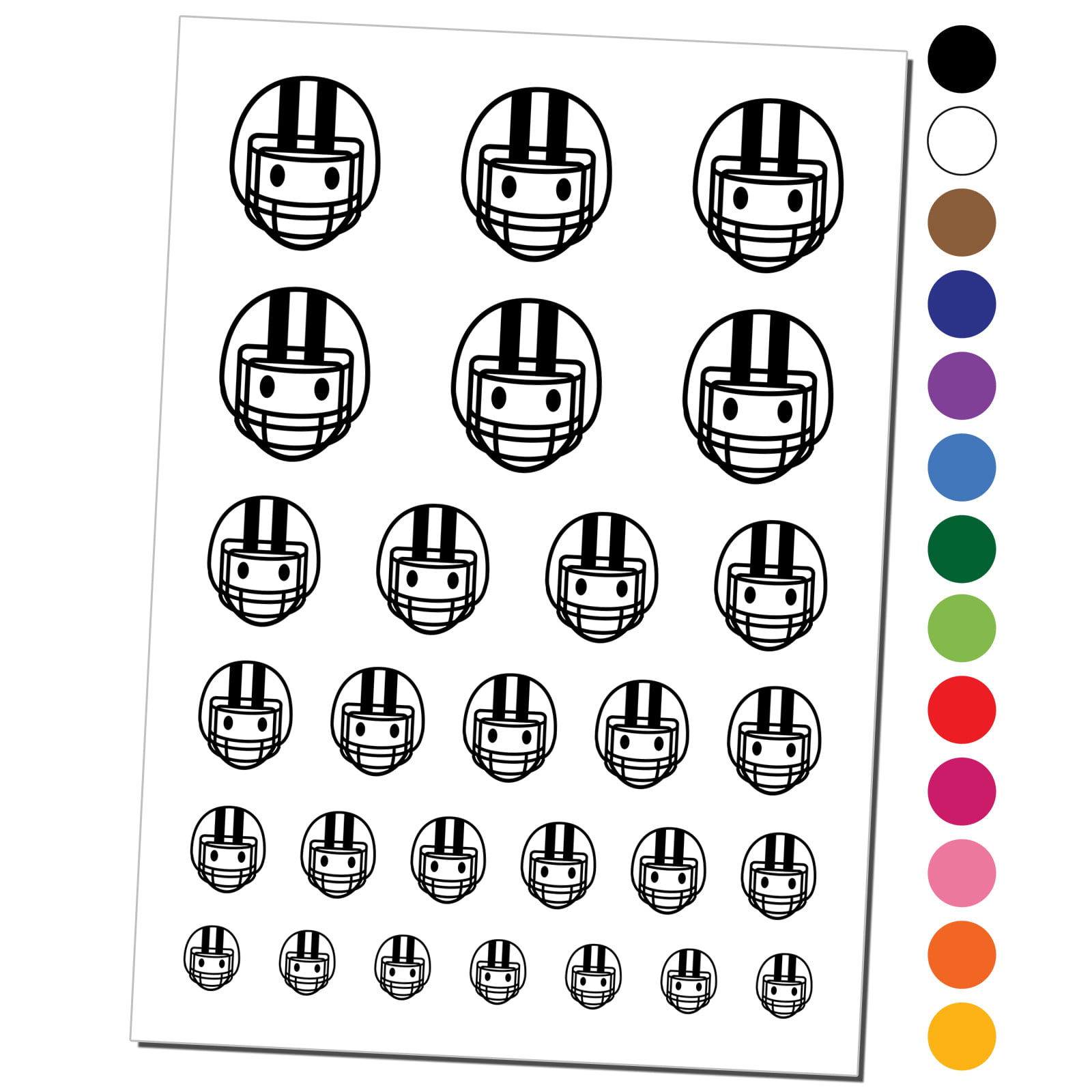 Occupation athlete football helmet icon water resistant temporary tattoo set fake body art collection
