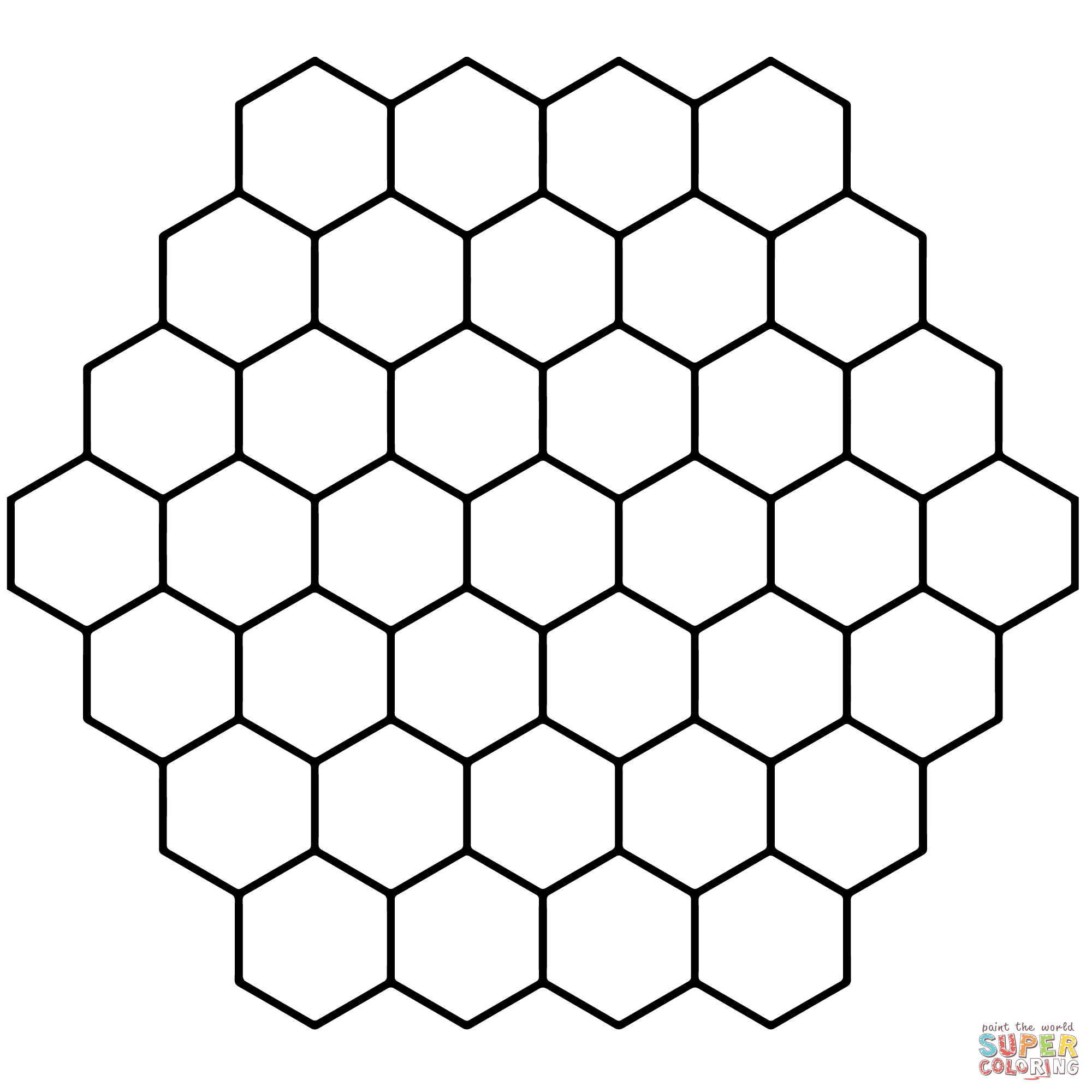 Hexagon honeyb tessellation coloring page free printable coloring pages