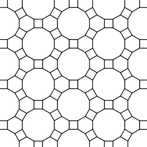 Tessellation with hexagon dodecagon and square coloring page free printable coloring pages