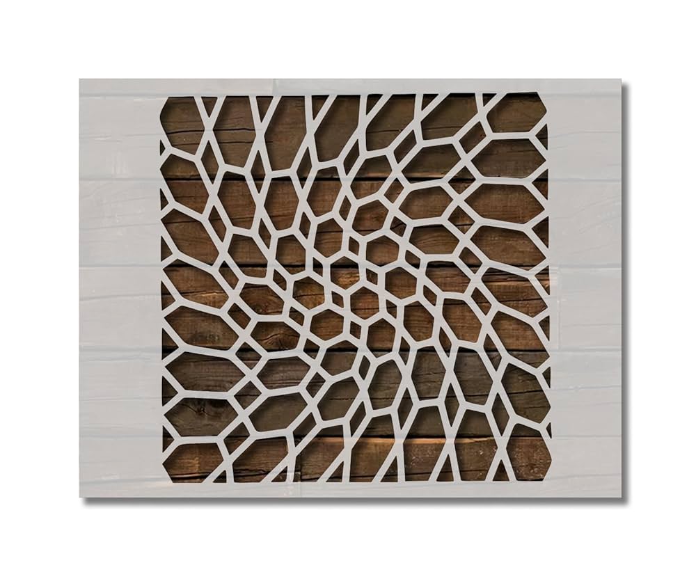 Illusion honeyb bent wavevs distorted stencil template reusable for painting on walls wood arts and crafts