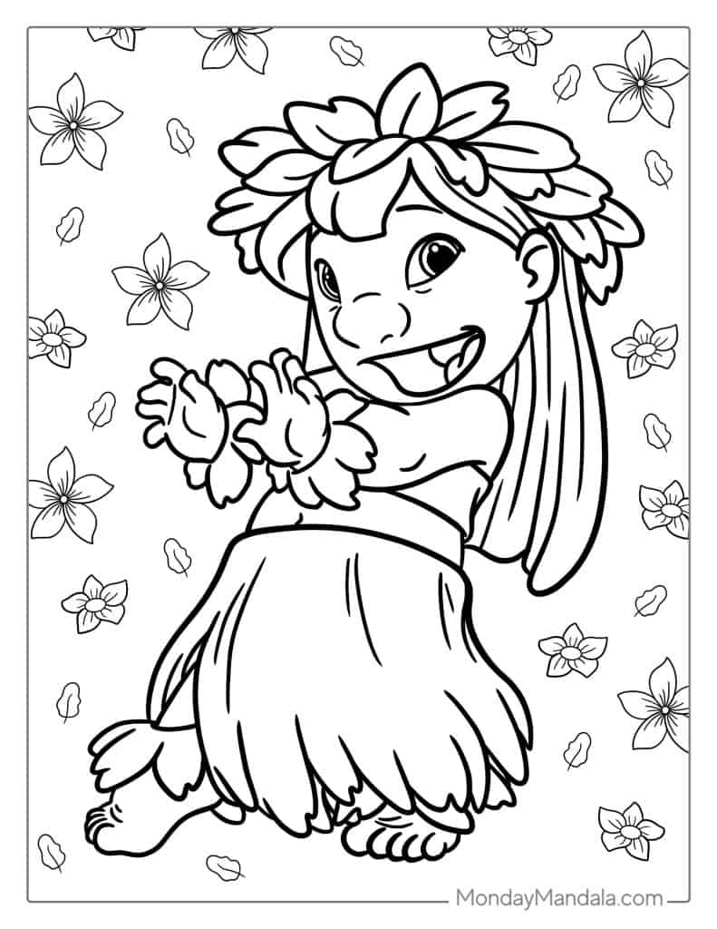 Lilo stitch coloring pages free pdf printables