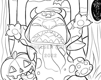 Halloween stitch coloring sheet